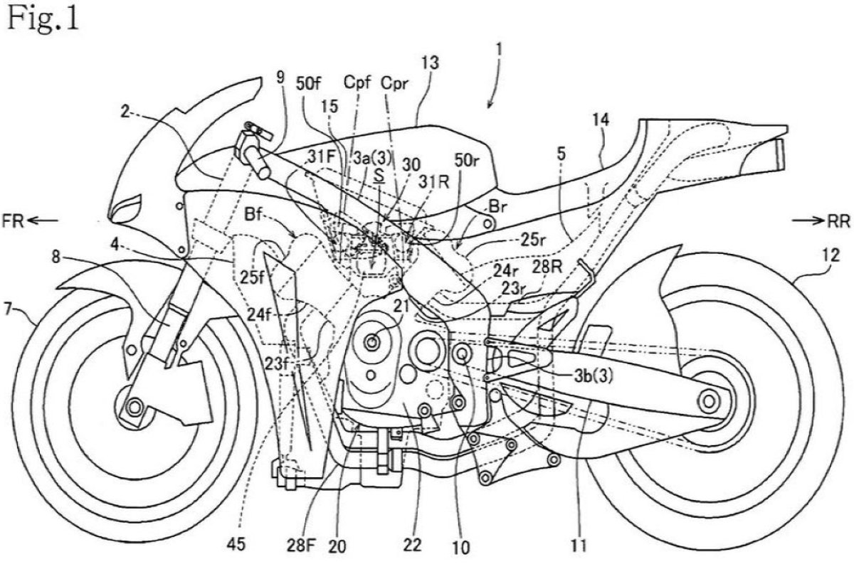 Honda patenta una V4 deportiva que se convierte en V2